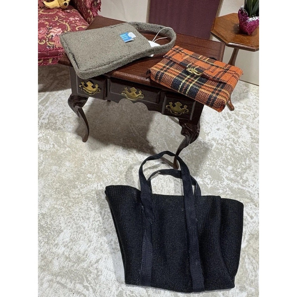Vintage Dollhouse Miniatures Lot 3 Artisan Purse, Tote, Satchel - Handbags